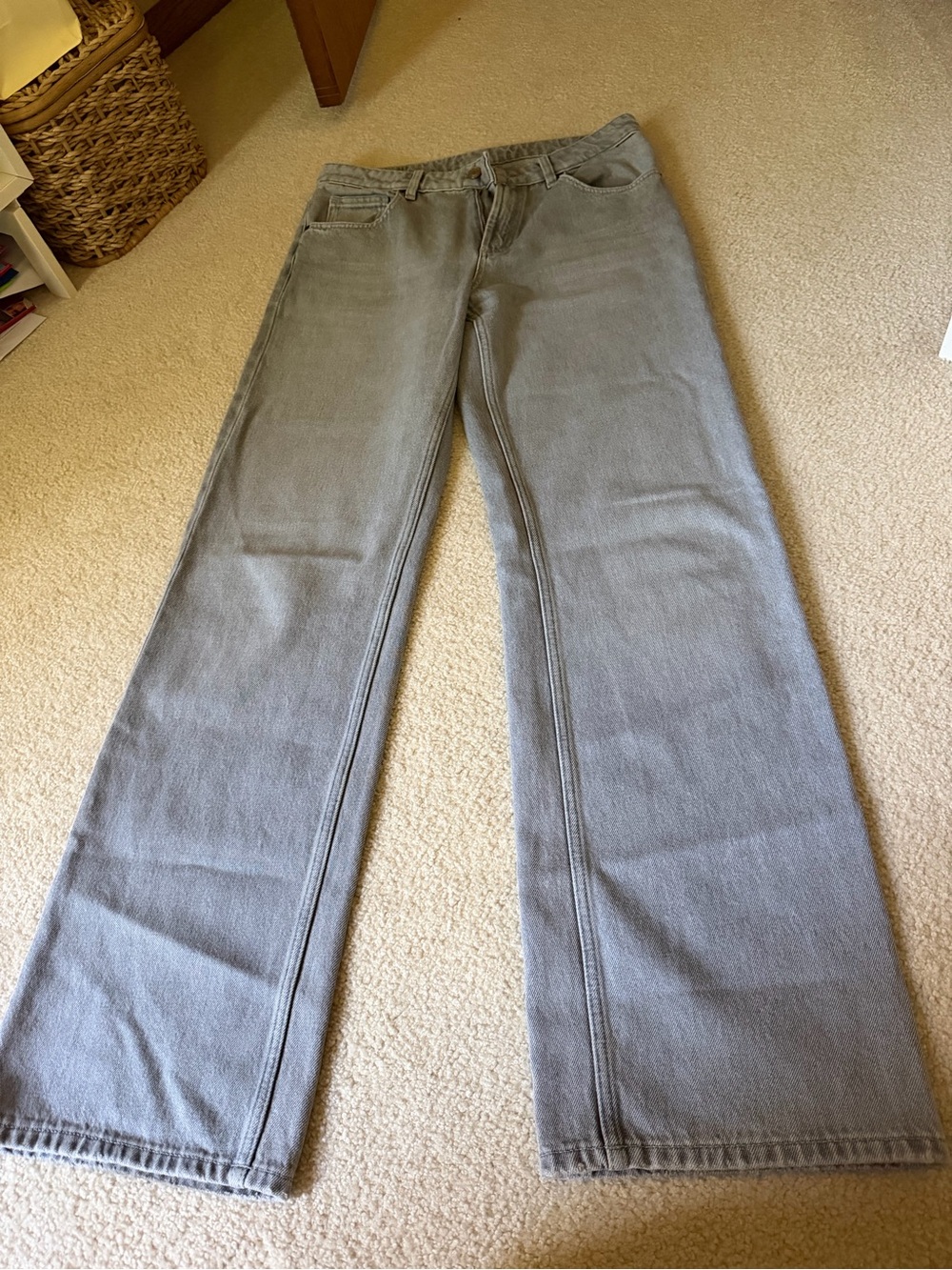 Massimo Dutti wide leg light grey denim